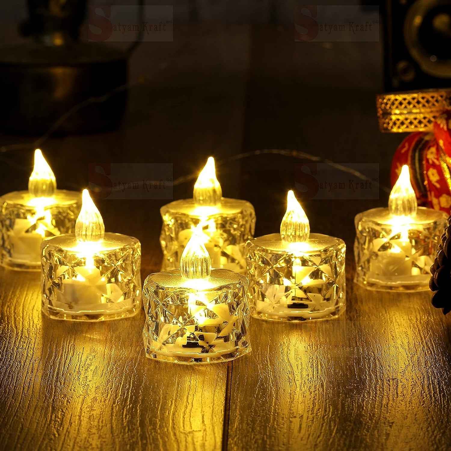 Flameless LED Tealight Candles – Decorative Acrylic | Giftoiza