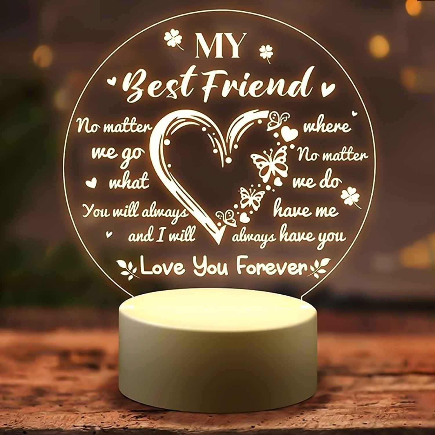 Best Friend 3D LED Night Lamp – Heart Design Gift Light