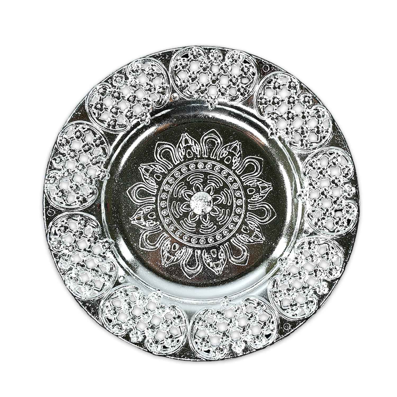 Pooja Thali Set – 8-Inch Plastic Silver Color for Festivals | Styleva