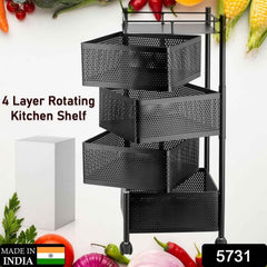 Kitchen Trolley – 4-Layer Metal Organizer for Fruits & Veggies | Tidy Table