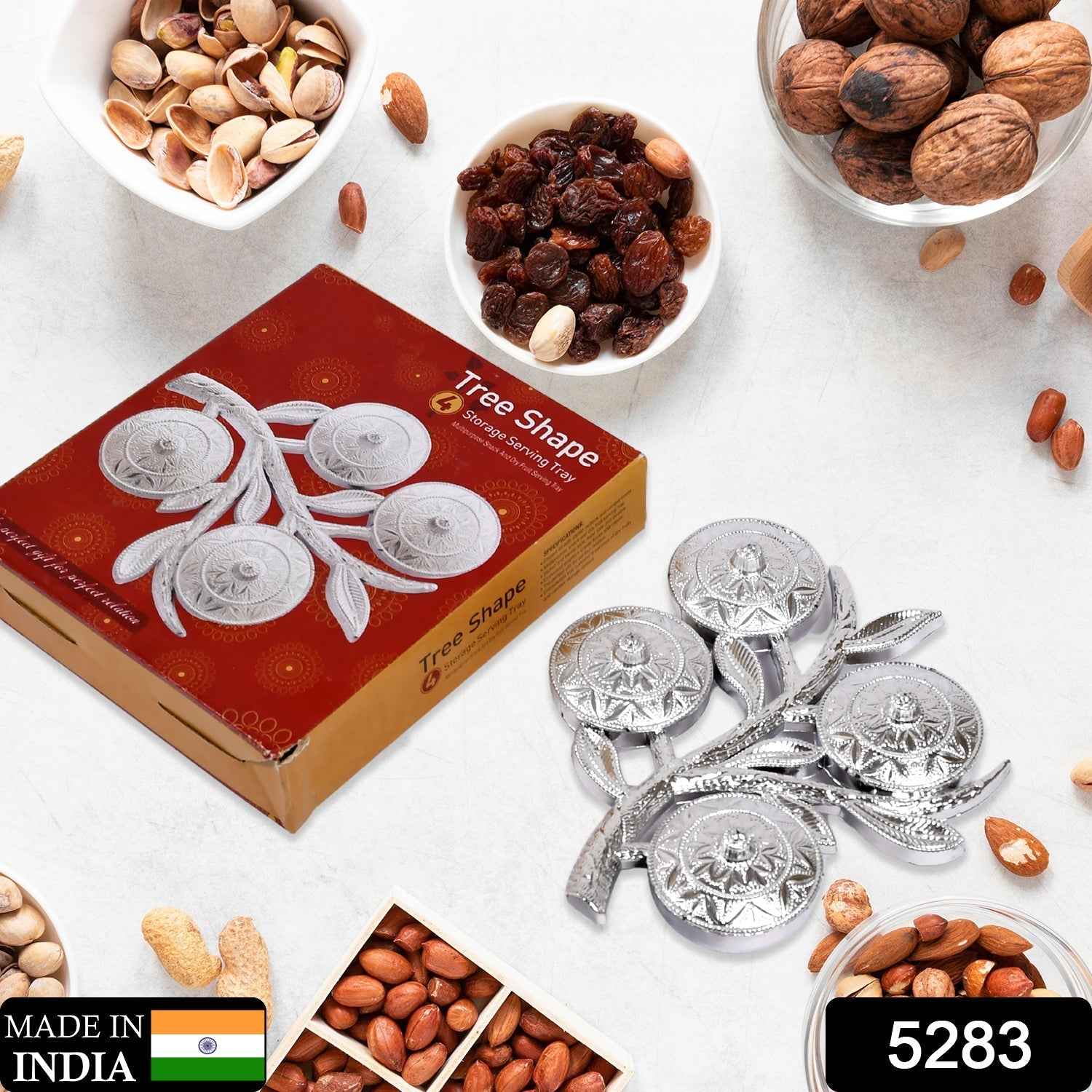 Mukhwas Serving Tray – Tree Shape 4-Compartment | Styleva