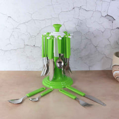 Stainless Steel Cutlery Set – 24 Pieces with Rotating Stand