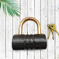 Top-down view of the waterproof iron padlock, showcasing its brass core mechanism.
