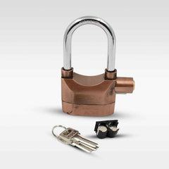 The robust aluminum alloy Security Alarm Lock with keys on a textured surface.