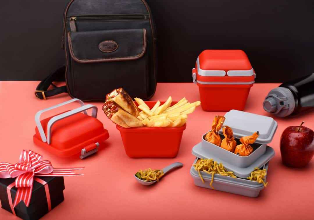 Airtight Lunch Box – 3 Compartment, Push Lock | Lunchie Bunchie