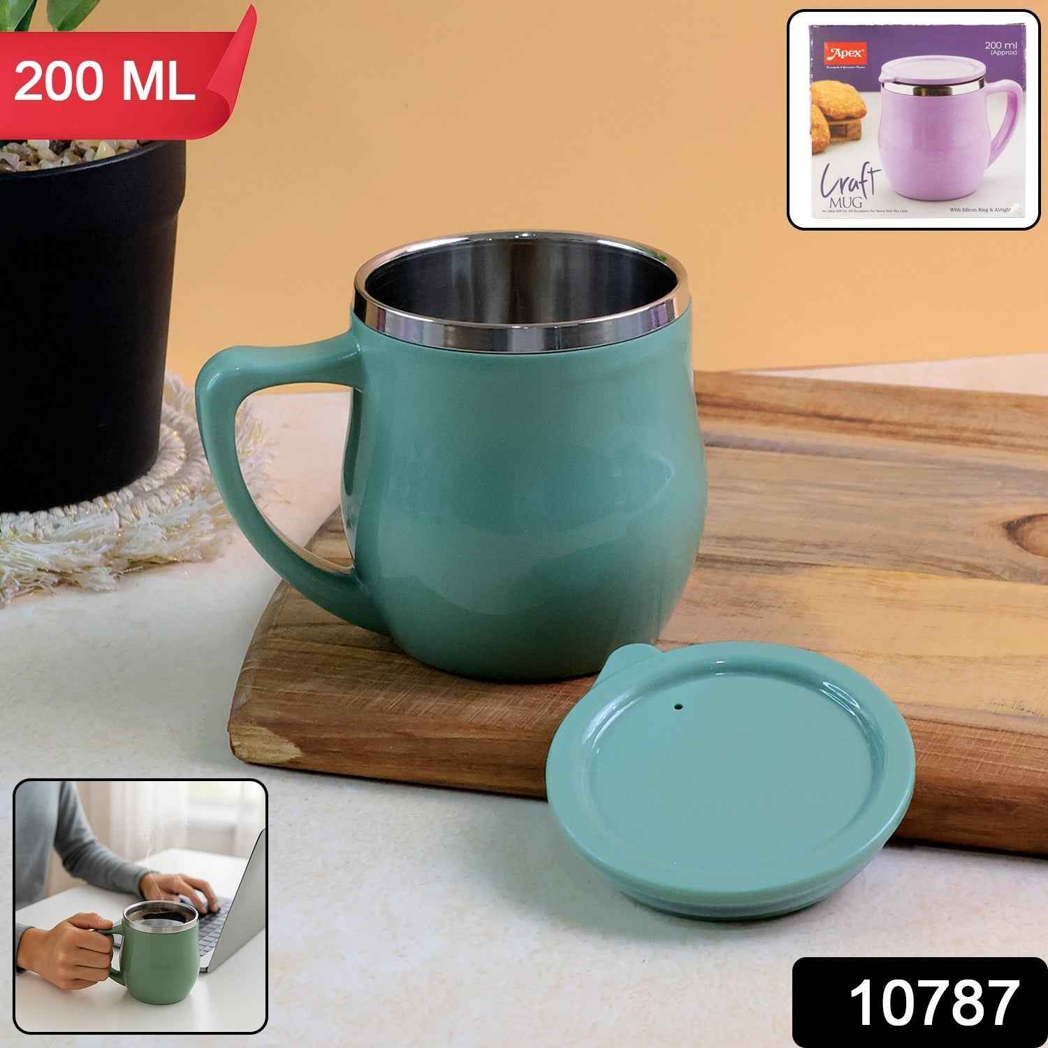 Double-Wall Desk Mug – Stainless Steel, Spill-Resistant 200ml