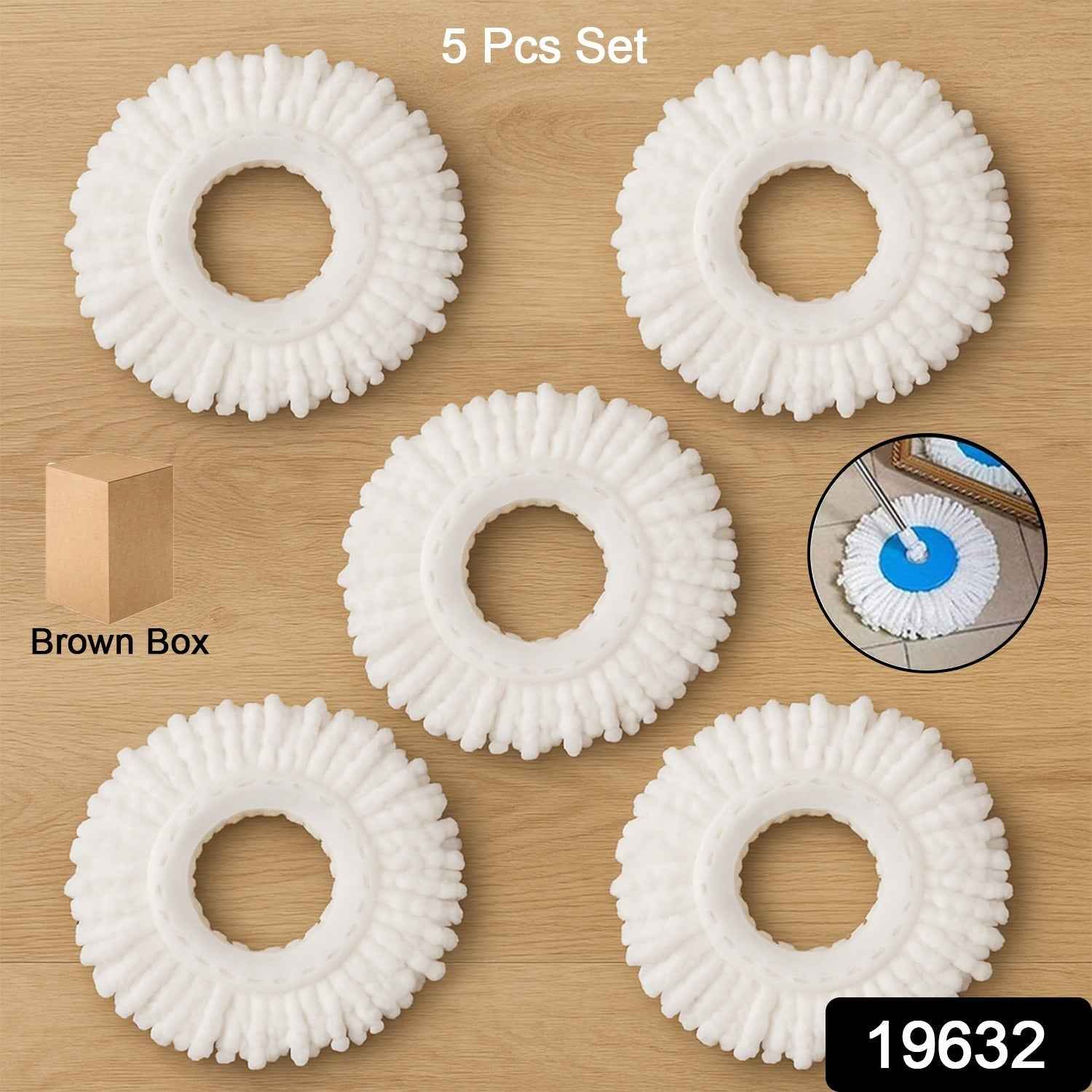Microfiber Spin Mop Refill Head – 360° Rotating 5 Pack for Efficient Cleaning
