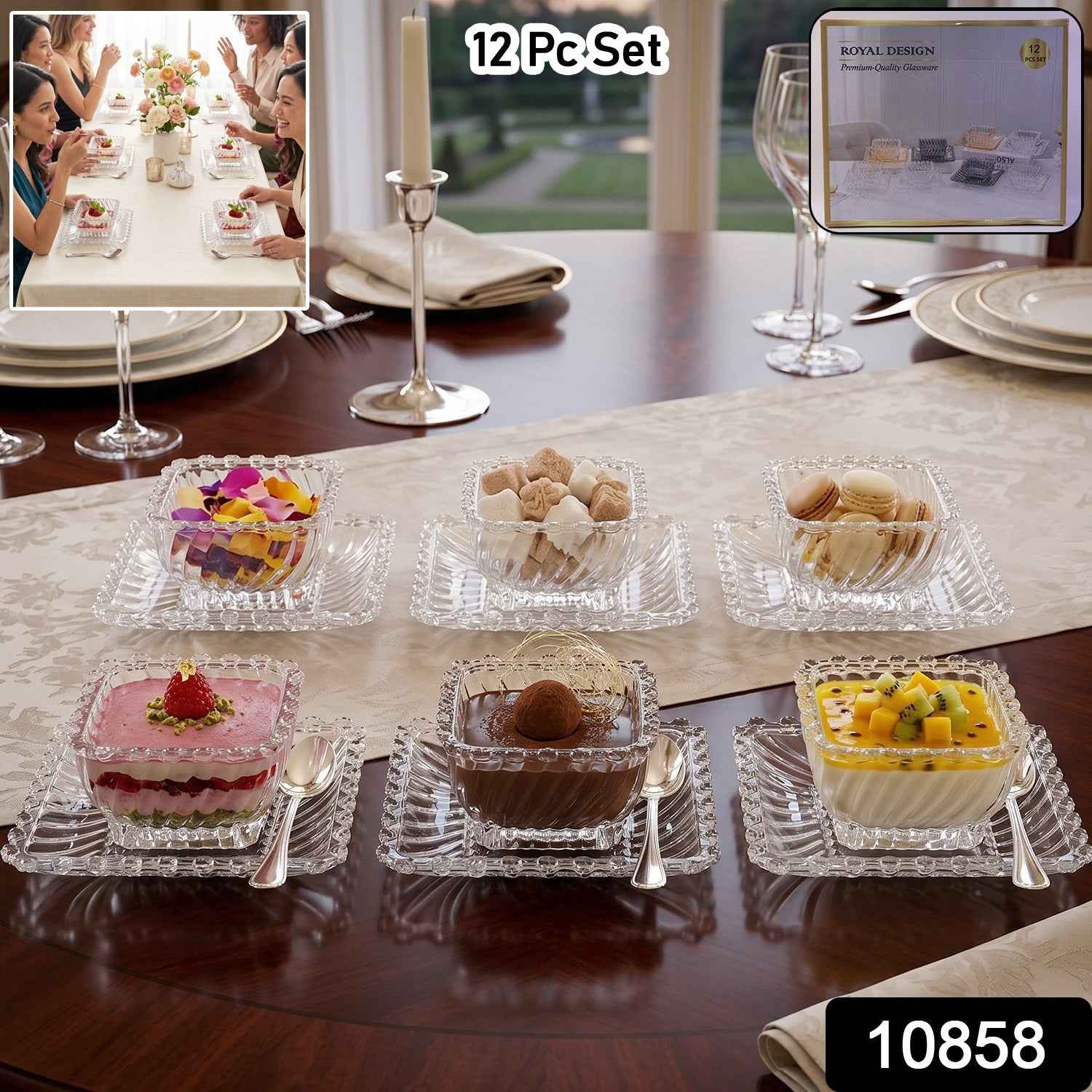 Glassware Serving Set Ð Elegant 12-Piece Snack & Dessert Plate Collection