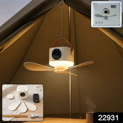 3 in 1 Rechargeable Camping Fan with LED Light Timer and Hanging Hook (1 Pc)