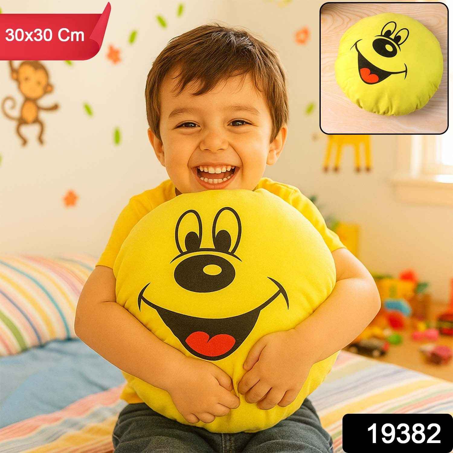 Smiley Face Plush Pillow Cushion – Soft & Cozy 30x30 cm
