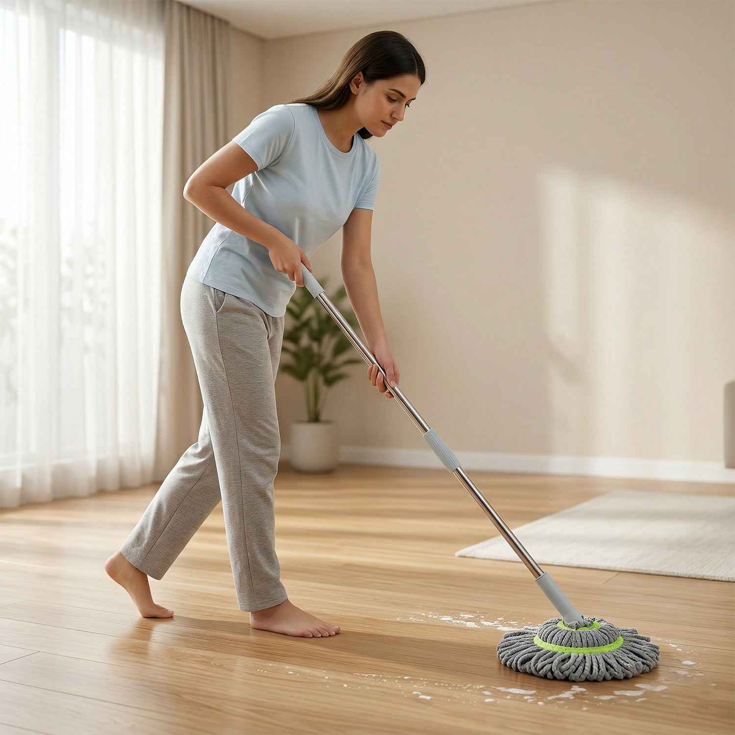 360° Spin Mop – Adjustable Handle & Microfiber Head for Effortless Cleaning