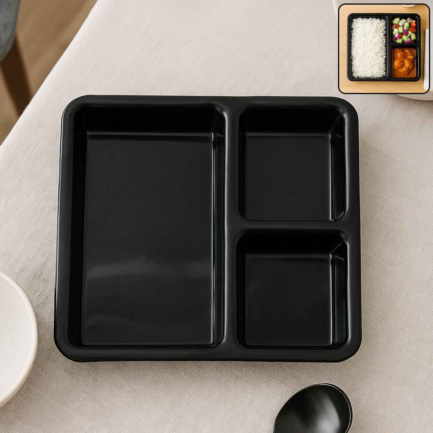 3-Compartment Meal Serving Tray – Durable & Easy-Clean Plate