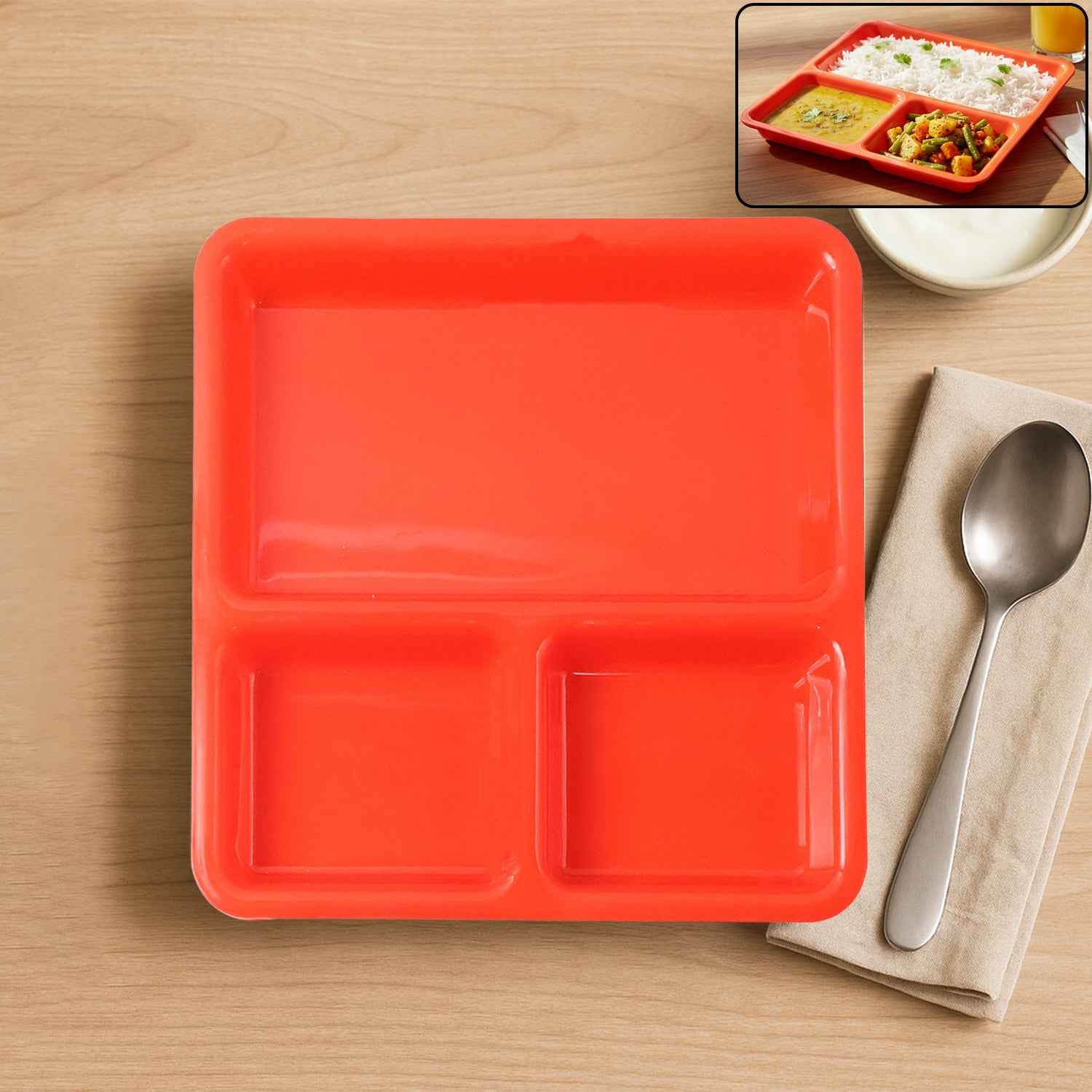 3-Compartment Serving Tray – Mess-Free Meal Organization