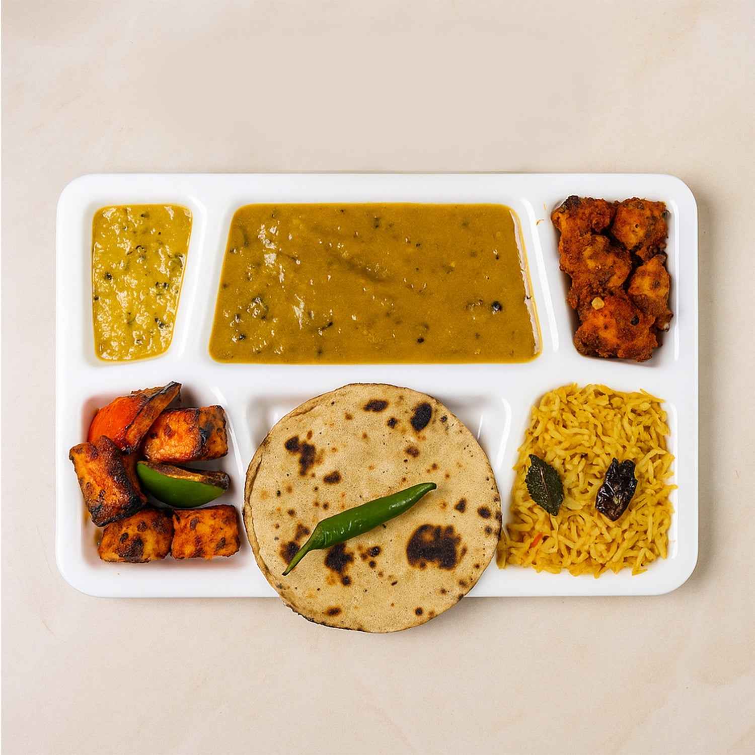 3-Compartment Meal Serving Tray – Durable & Easy-Clean Plate