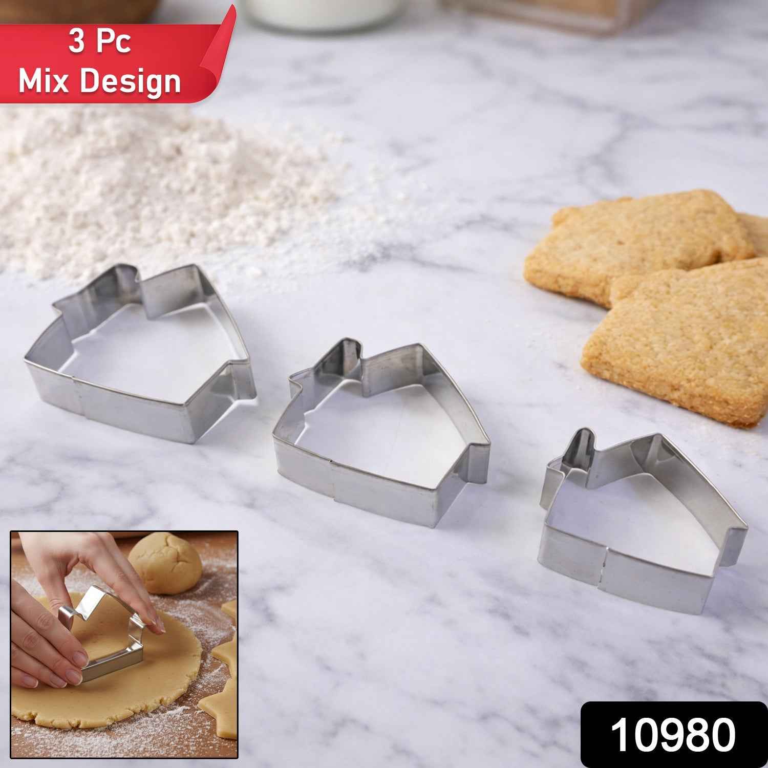 Stainless Steel House Shape Cookie Cutter Set Ð 3 Durable Baking Molds