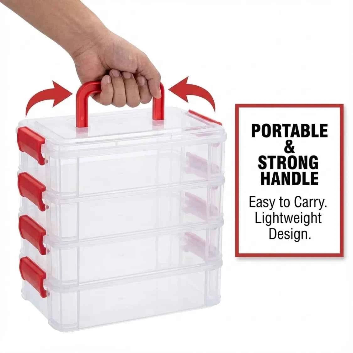 Plastic Storage Box – 4-Layer Transparent Organizer with Handle