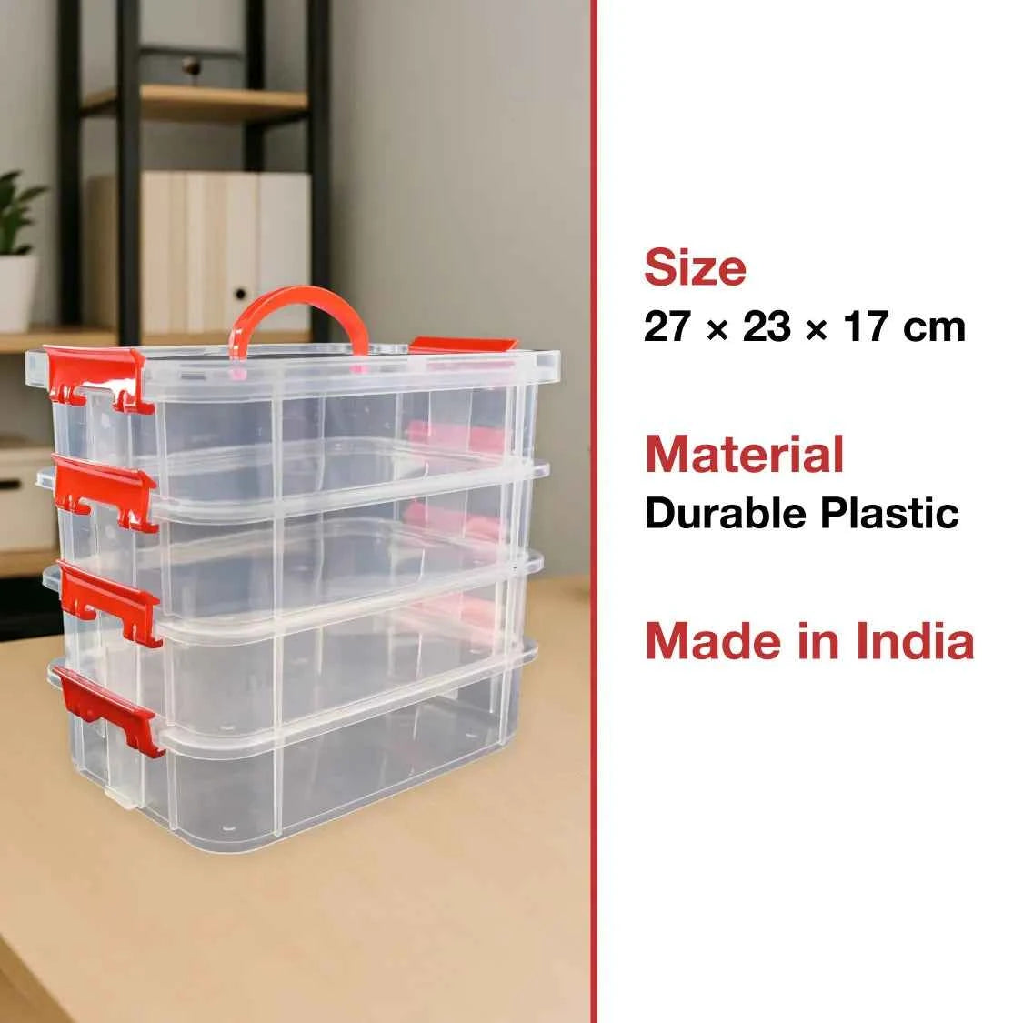 Plastic Storage Box – 4-Layer Transparent Organizer with Handle