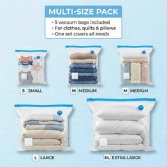 Vacuum Storage Bags with Suction Pump – Space-Saving 5 Pcs Set