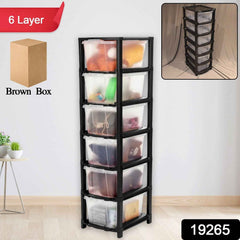 6-Layer Plastic Drawer Storage Cabinet – Transparent & Modular