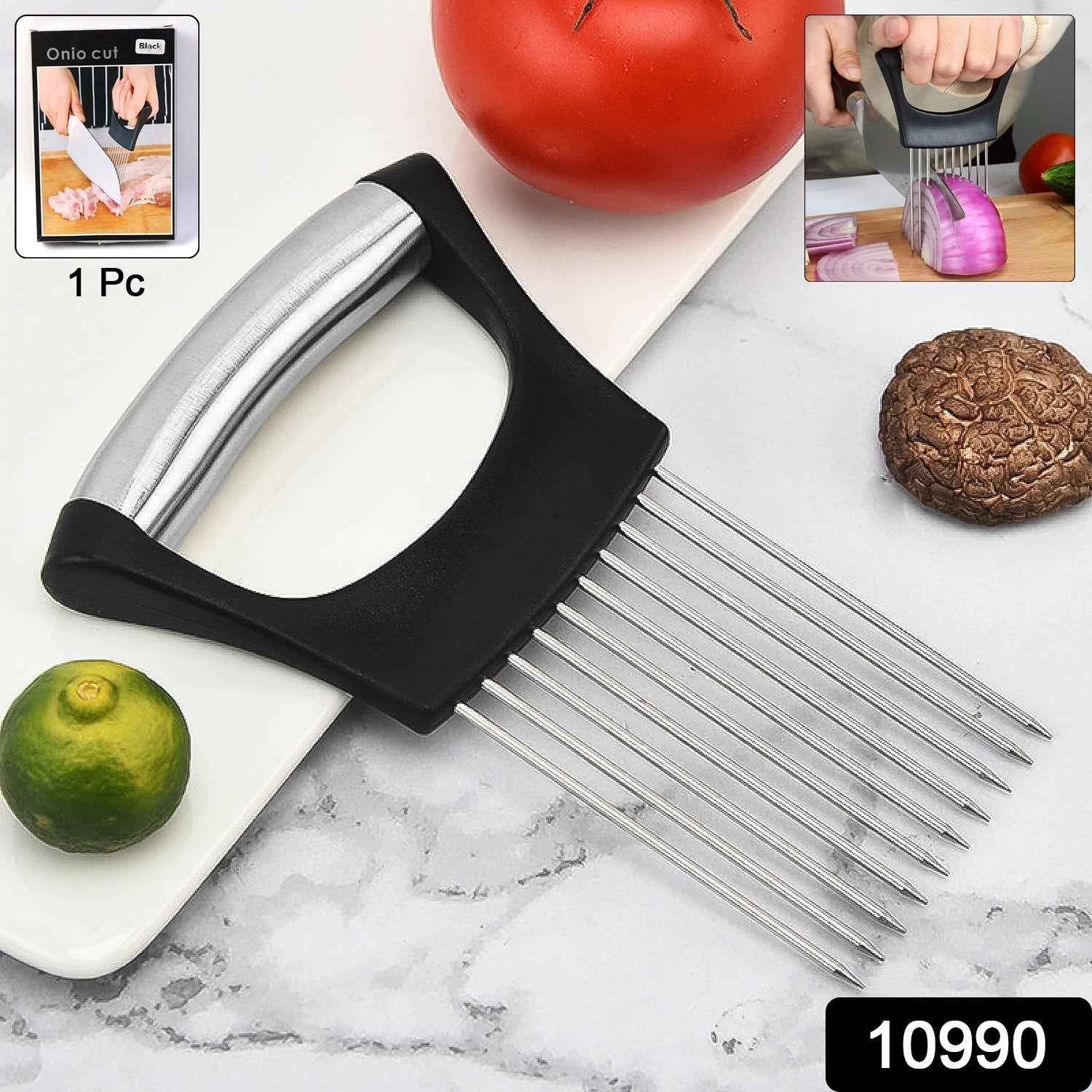 Onion Cutter – Stainless Steel Precision Slicer with Safe Grip