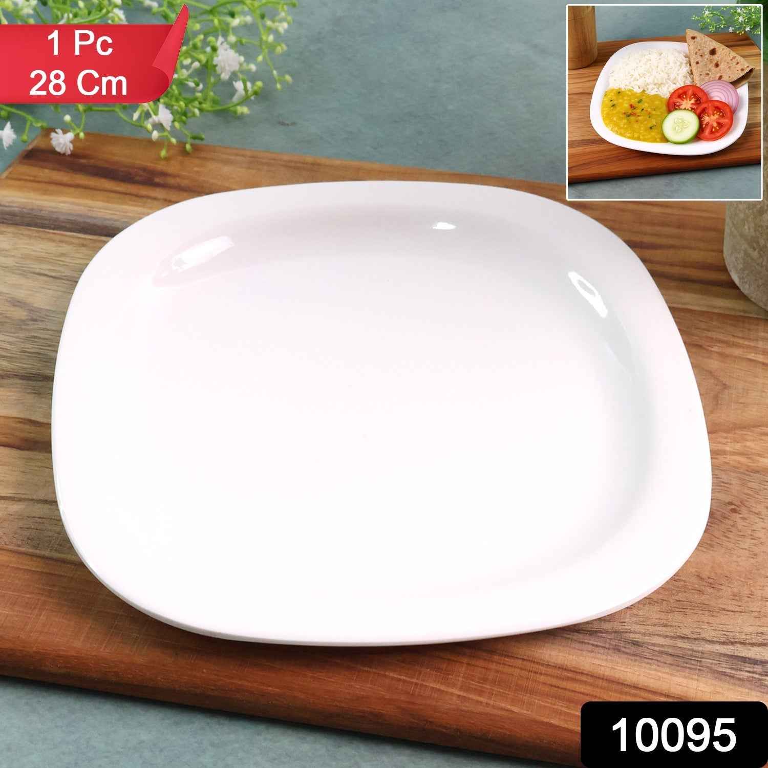 Square Dinner Plate 28 cm – Durable, Heat-Resistant White Plate