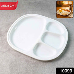 Large Plastic Compartment Dinner Plate – 4 Sections for Organized Meals