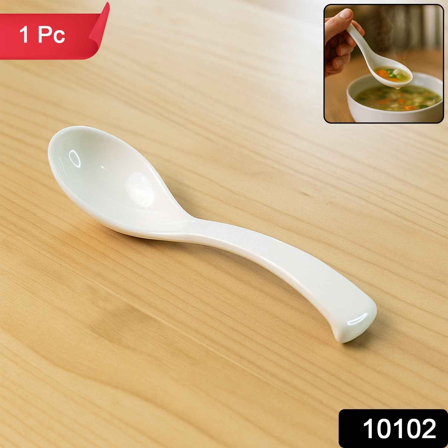 Plastic Soup Spoon – Deep Bowl with Ergonomic Handle