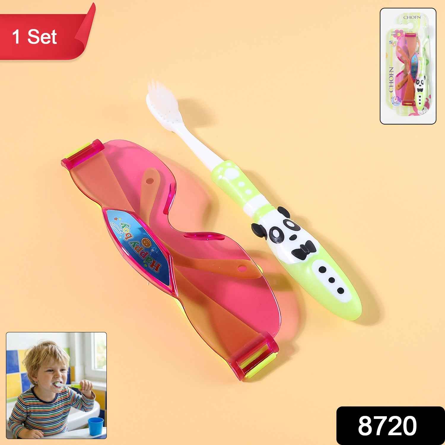 Kids Toothbrush with Fun Panda Design & Sunglasses Toy Set