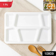 Plastic Multi-Compartment Meal Serving Tray – 6 Sections for Neat Portioning