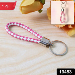 Braided Leather Keychain – Durable Metal Ring & Stylish Hand Strap