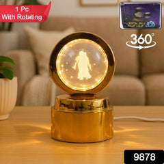 Radhe Krishna Crystal Ball Night Light – 360° Rotating LED Lamp