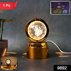 Ganpati Bapa 3D Crystal Ball LED Night Light – Divine Spiritual Glow