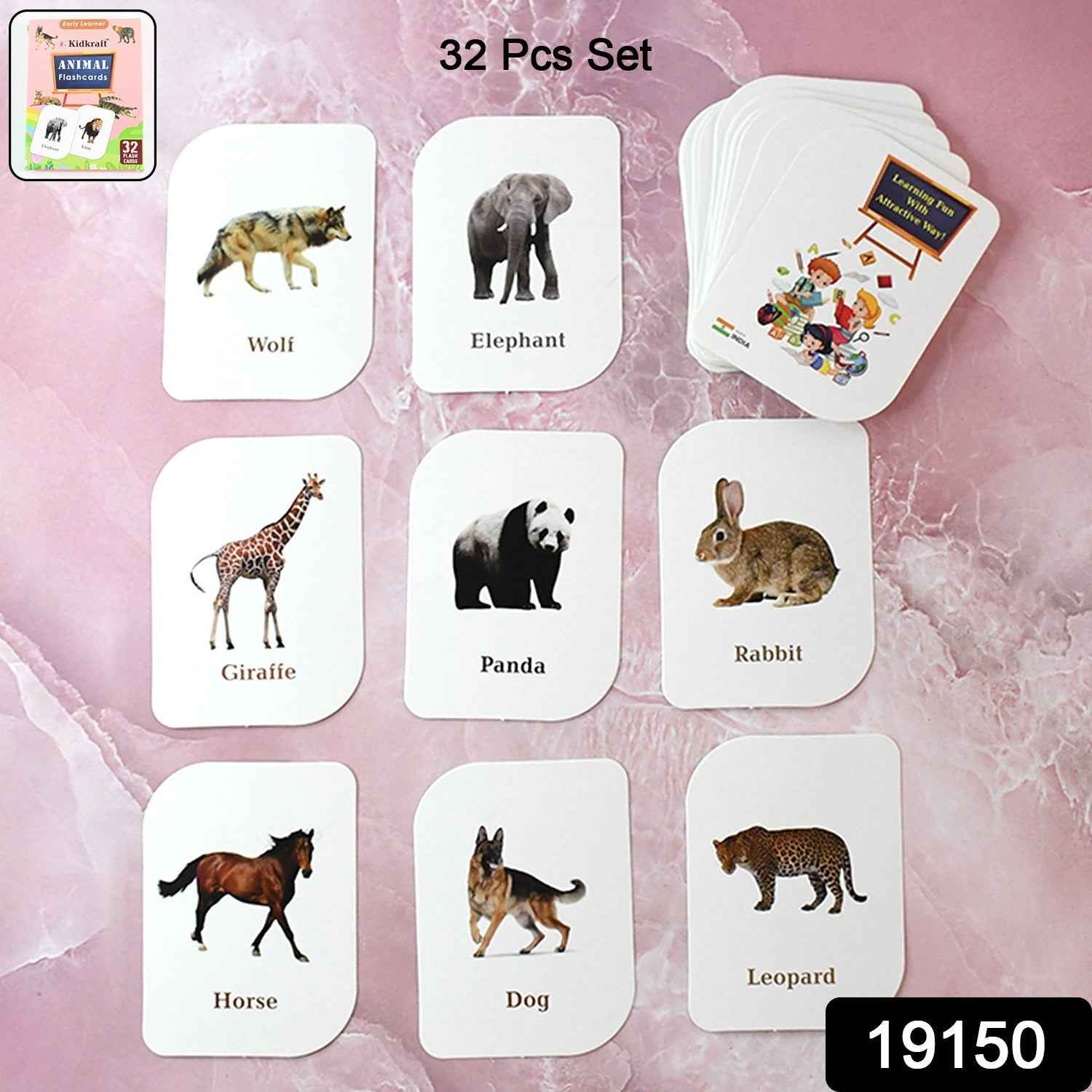 Animal Flash Cards – 32 Durable & Laminated Educational Cards