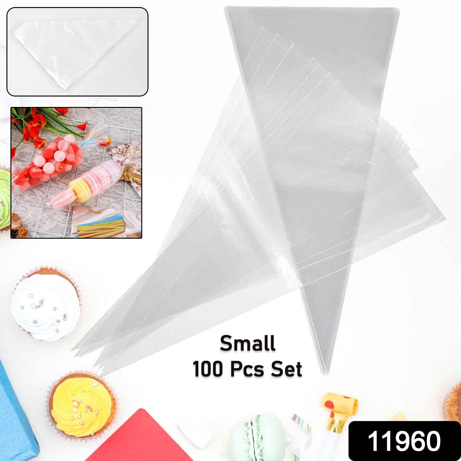 Disposable piping bag with icing and nozzle for cake decorating