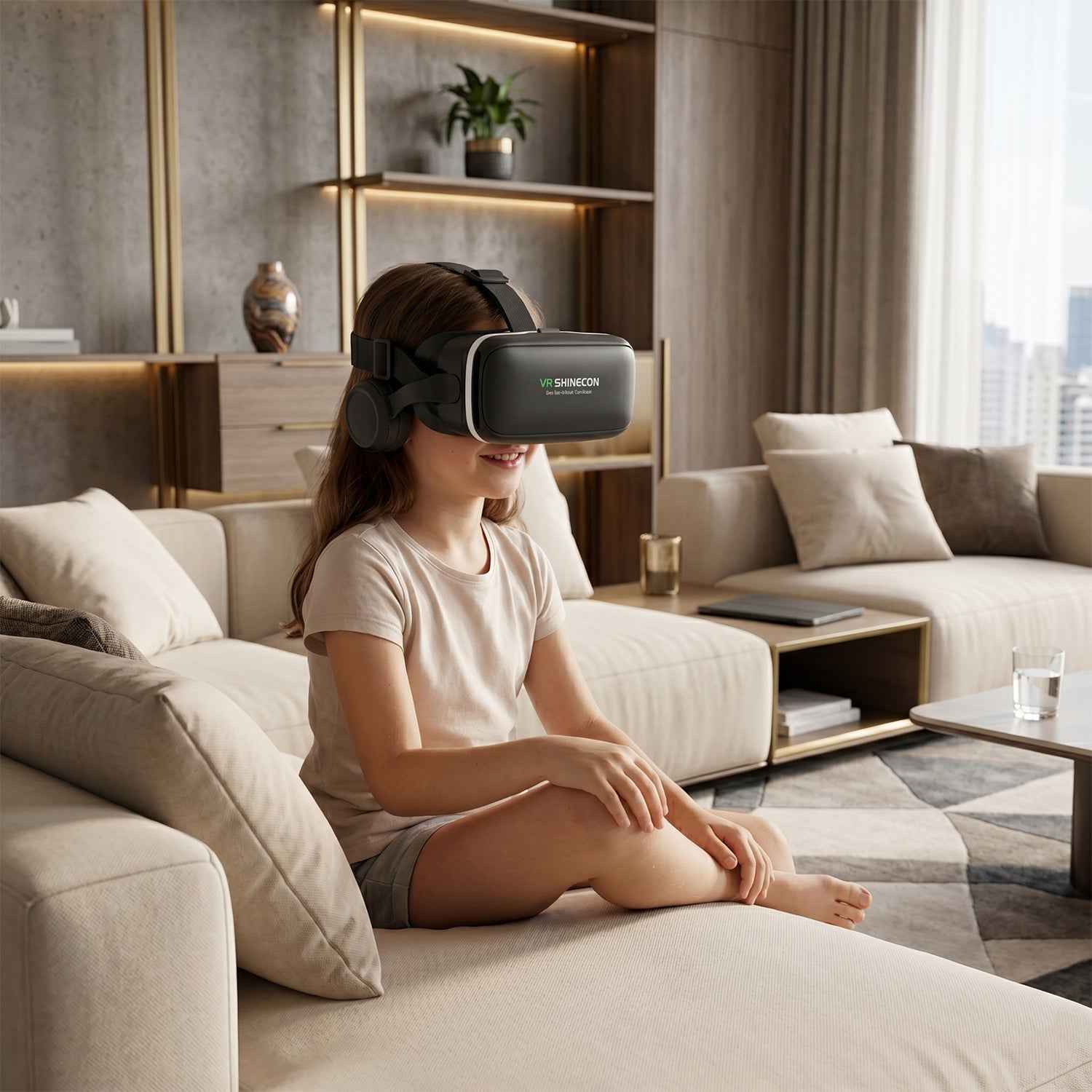 Close-up of the VR Headset lenses with adjustable pupil distance.