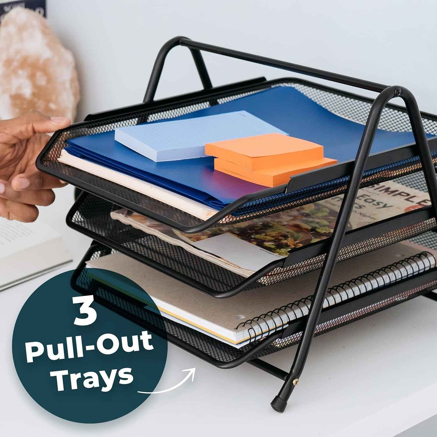 Organizer Rack Ð Durable 3-Tier Metal Storage for Office & Home