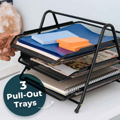 Organizer Rack Ð Durable 3-Tier Metal Storage for Office & Home