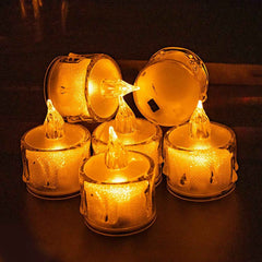 Flameless LED Tea Light Candles – 12 Pcs Transparent Acrylic | Giftoiza