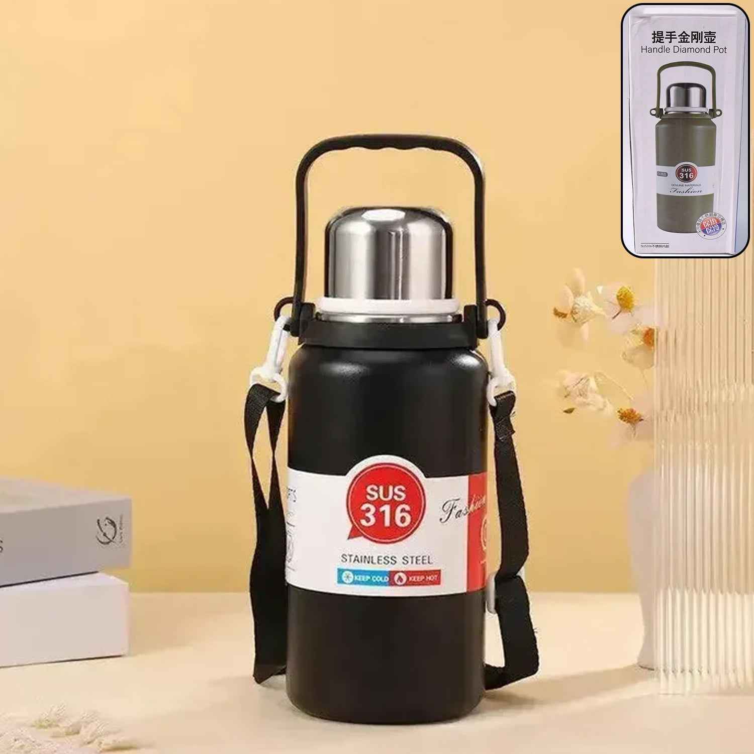 Insulated Stainless Steel Thermos Bottle – 24hr Hot & Cold