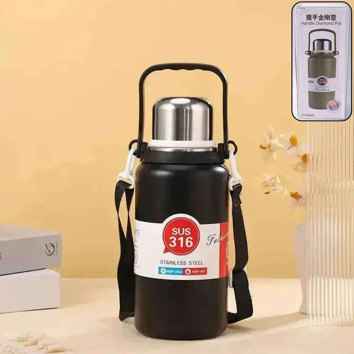 Insulated Stainless Steel Thermos Bottle – 24hr Hot & Cold
