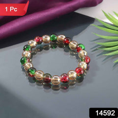 Multicolor Bead Stretch Bracelet – Stylish Glossy Elastic Wristband