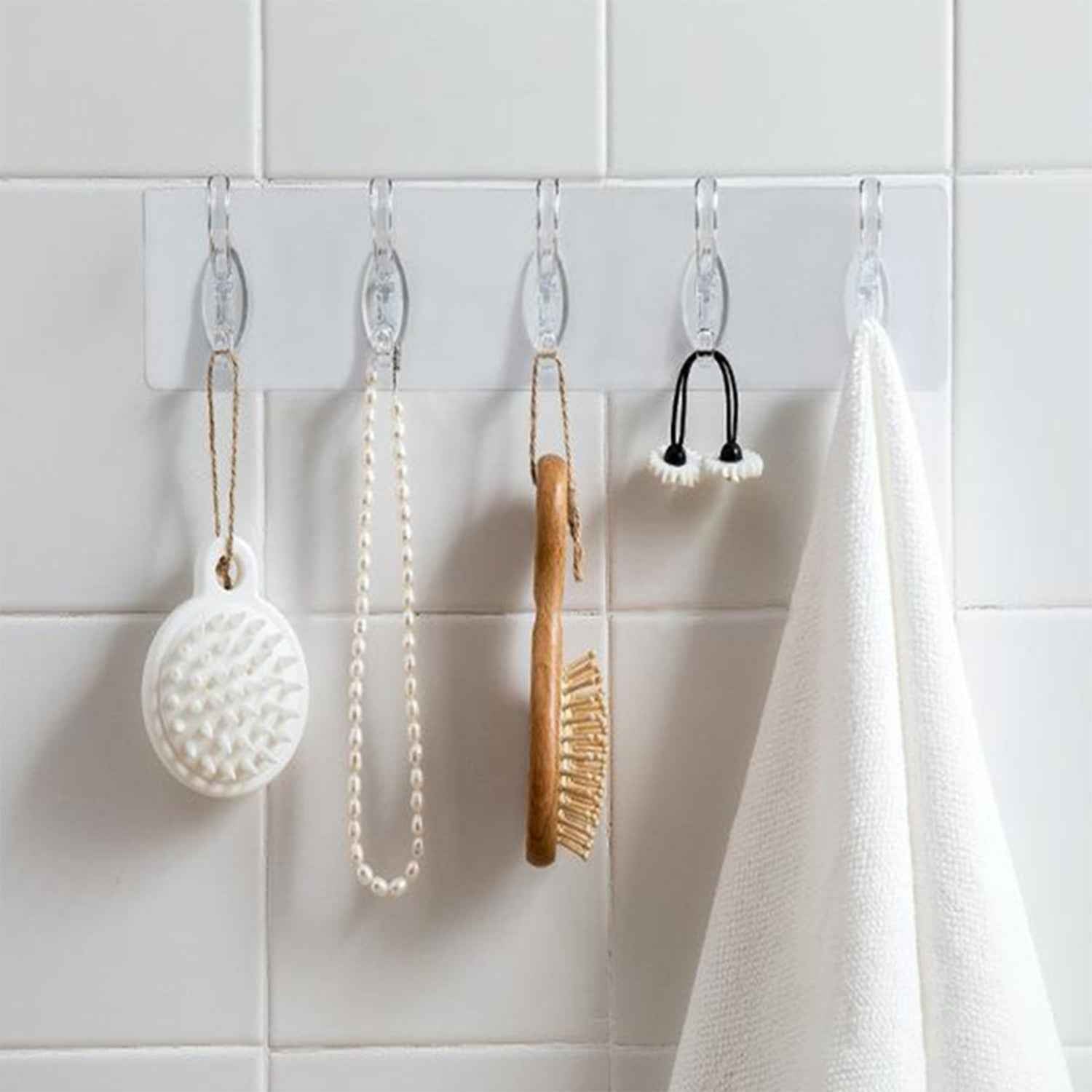 Adhesive Wall Hooks – Transparent & Heavy-Duty 5 Pc | GlimmerHome