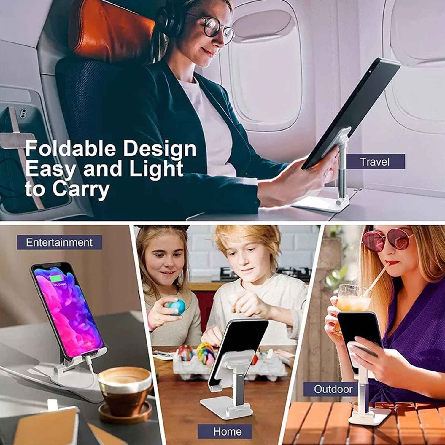 Adjustable Phone Stand – 3-Way Desk Mobile Holder with Mirror | Deskrova