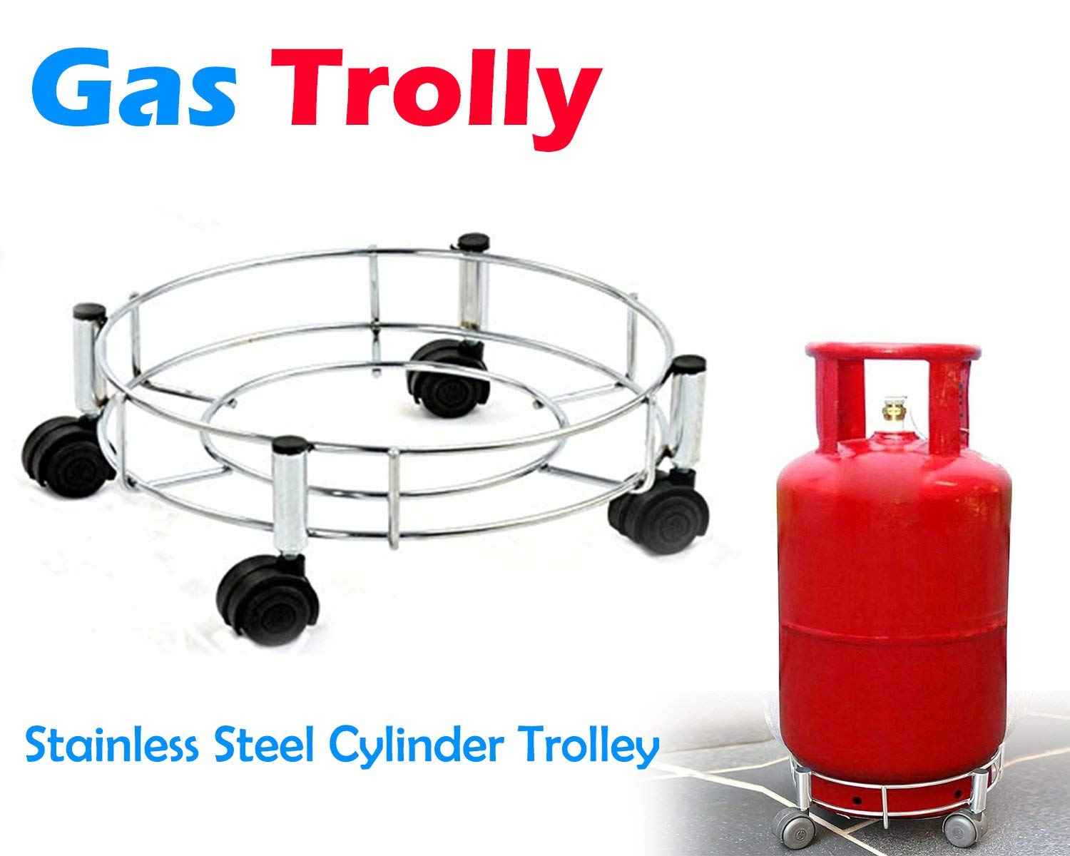 Gas Cylinder Trolley – Stainless Steel with Heavy-Duty Wheels | Indo Glow
