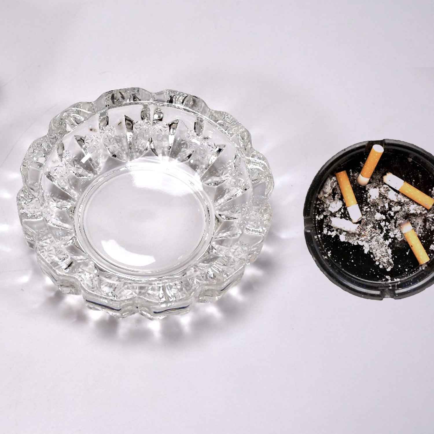 Crystal Glass Ashtray – Round Cigar & Cigarette | Styleva