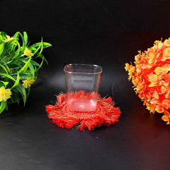 Transparent Diamond Plastic Glass Set – 6 Pieces with Tray