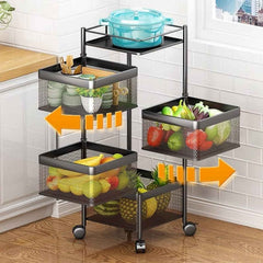 Kitchen Trolley – 4-Layer Metal Organizer for Fruits & Veggies | Tidy Table