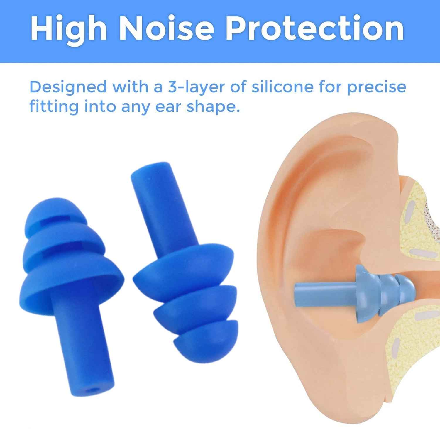 Swimming Ear Plugs – Reusable Waterproof Silicone Comfort