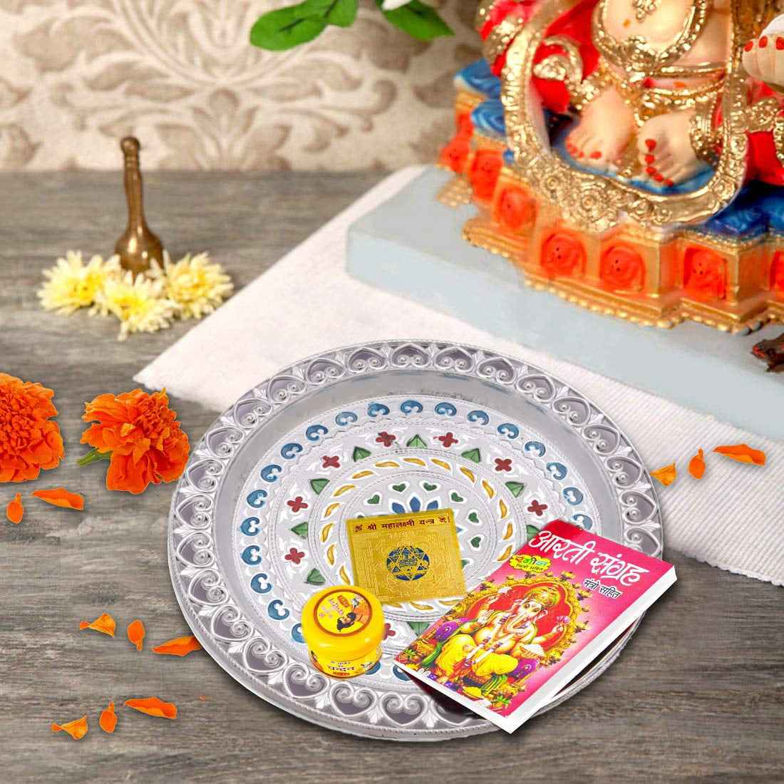 Silver Plated Pooja Thali – Festive & Worship Decor | Indo Glow