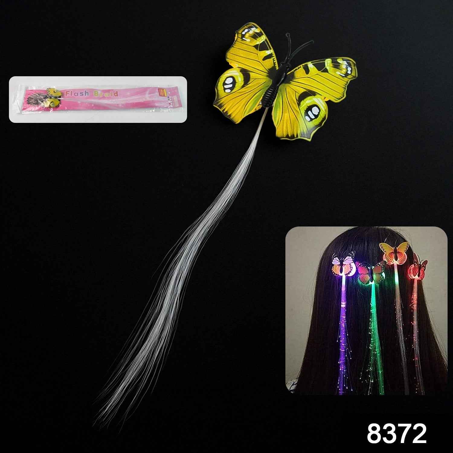 LED Butterfly Hair Braid Clip – Light-Up Party Accessory